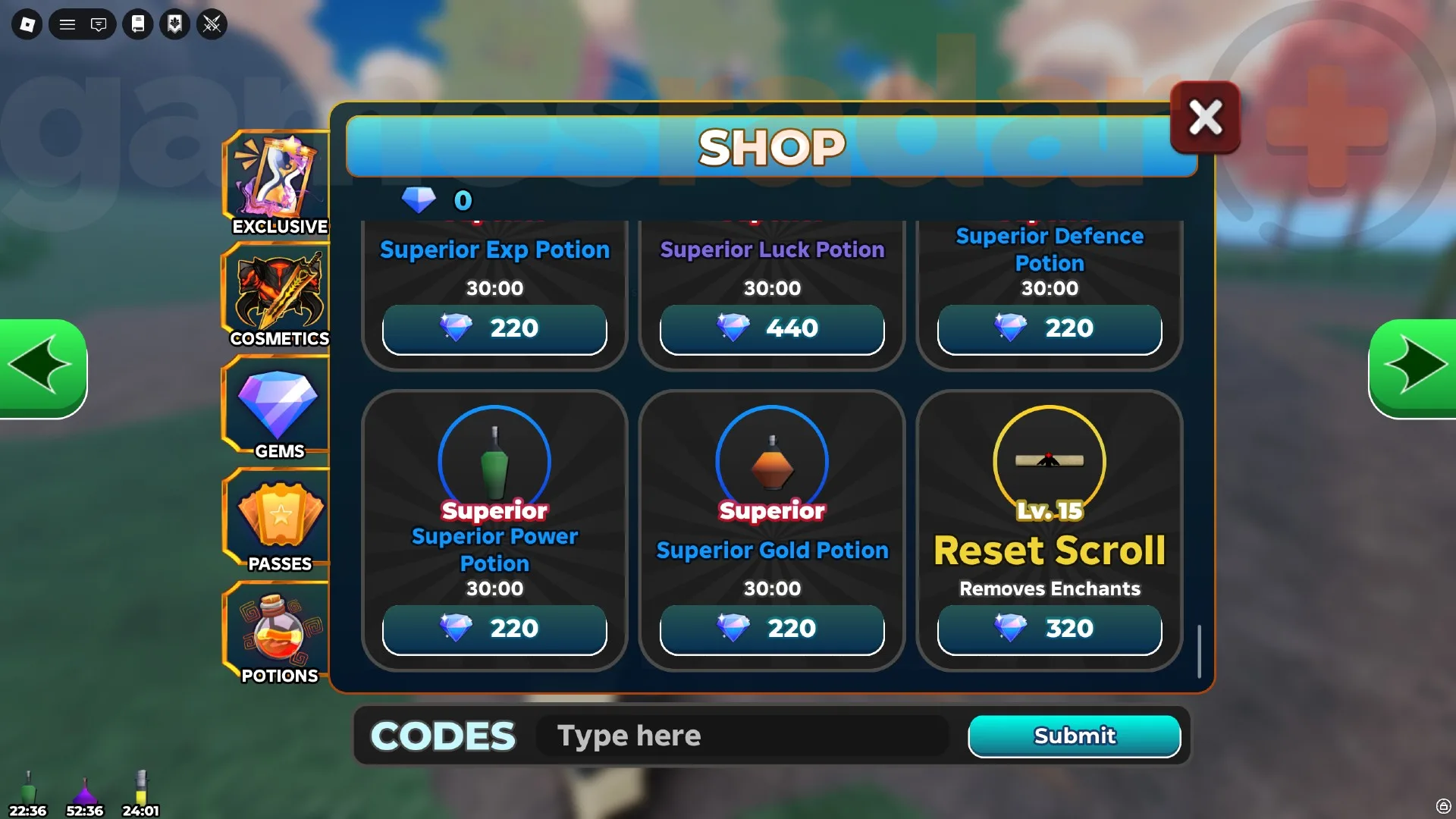 Slime Seas codes — redeem race rerolls and potions in Shop